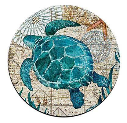 Marine Life Round Coaster Set - Made of Recycled Rubber - Set of 4 - color: Marine Life