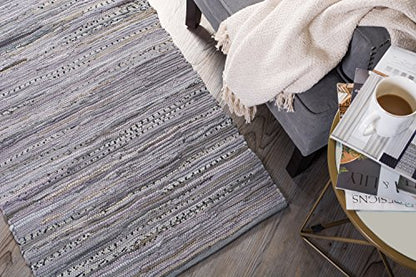 DII Chindi Home Collection Handwoven Multicolor Area Rag Rug, 2 3" x 6', Gray - color: Grey, size: 2'3" x 6' (Rectangular)