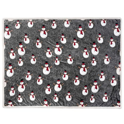 PAVILIA Premium Christmas Sherpa Throw Blanket, 60x80, Grey Snowman Cozy Fleece Holiday Blanket, Reversible Plush Winter Throw for Couch & Bed, Ultra Soft Warm Christmas - color: Snowman Charcoal, size: 60 x 80 Inches