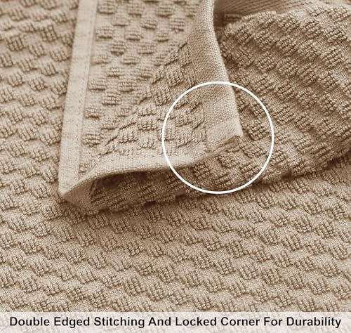 COTTON CRAFT Euro Spa Waffle Weave 6 Piece Towel Set - 100% Cotton - Linen | 2 Oversized Luxurious Large Bath Towels, 2 Hand Towels, 2 Washcloths - Soft Plush Super Absorbent Low Lint Quick Dry - color: Linen, size: 6 Piece Towel Set