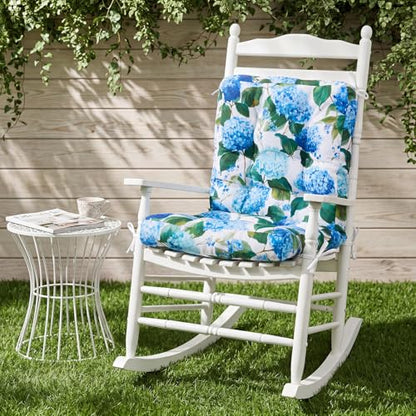 Hoteam 4 Set Outdoor Patio Chair Cushions 20 x 42 in Deep Seat Waterproof Patio Cushions Set for Furniture Replacement Removable Seat and Back (Blue Hydrangea) - style: Blue Hydrangea
