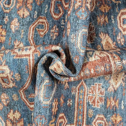 GLN Rugs Bohemian - Jerusalem - Machine Washable Area Rug, Boho Washable, Non Slip, Low Pile Chenille Area Rug, Entryway, Hallway, Kitchen Rug - Easy Clean (4' x 6' Terra/Slate Blue) - color: Terra/Slate Blue, size: 4' x 6' (Rectangular)