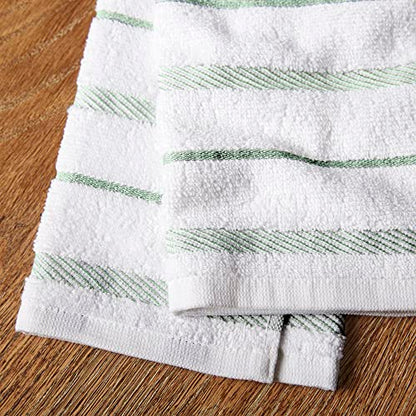 KitchenAid Albany Kitchen Towel 4-Pack Set, Pistachio/White, 16"x26" - color: Pistachio, size: 16"x26"