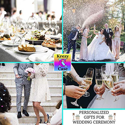 Mr and Mrs Wedding Toasting Champagne Flutes, Set of 2, Laser engraved Tosting Flutes Engraved Personalized Glasses for Bride and Groom - color: Wedding-13, style: Only Glasses