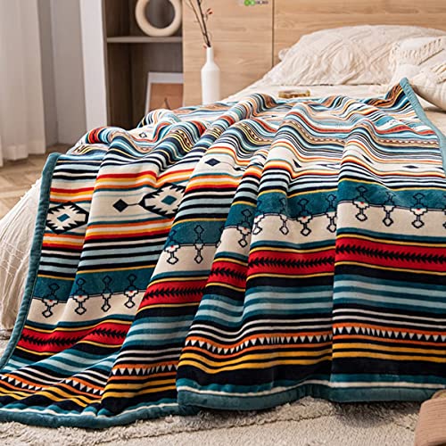 COTTEBED Flannel Sherpa Boho Throw Blankets,All Seasons Lightweight Super Soft Cozy Comfy Fluffy Fuzzy,Fleece Bedding Blanket for Bed Sofa Couch Living Room Camping Travel(Bohemia,50x60) - color: Bohemia, size: Throw(50x60)Sherpa