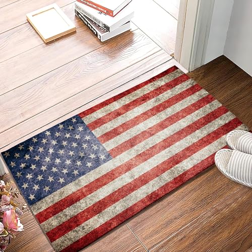 Welcome Mats Vintage American Flag Indoor Front Door Mats, Indoor Mats for Home Entrance, Super Non-Slip Floor Mats for Home Entryway,Outdoor Welcome Mat, Easy Clean,17x 30 inch - color: Vintage American Flag