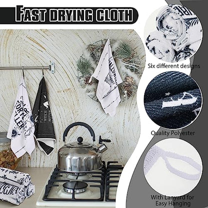 Ganeen 6 Pcs Halloween Kitchen Towel Set Witch Horror Proverbial Dishtowel Spooky Ghost Hand Towel for Home Tea Kitchen Cooking Baking Bath - color: Exquisite