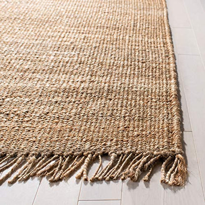 SAFAVIEH Natural Fiber Collection Accent Rug - 2' x 3', Natural, Handmade Boho Fringe Woven Jute, Ideal for High Traffic Areas in Entryway, Living Room, Bedroom (NF368A) - color: Natural, size: 2' x 3' (Rectangular)