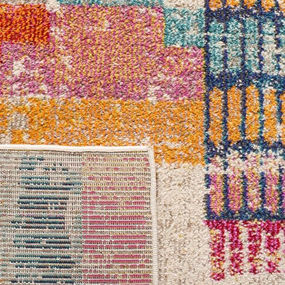SAFAVIEH Area Rug 8x10 - Madison Collection - Large - Ivory & Multi, Boho Abstract Distressed Design, Non-Shedding & Easy Cleaning, Ideal for Living Room, Bedroom, Office, Dining Space (MAD417C) - size: 8' x 10' (Rectangular)