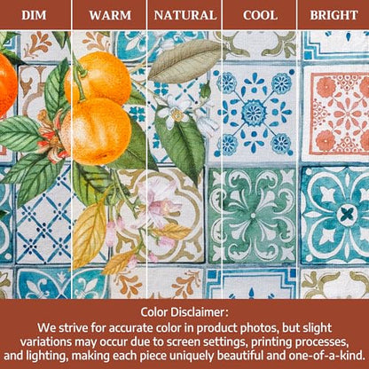 Maison d' Hermine Kitchen Towels Set of 3 Reusable 100% Cotton 27.50" x 20" | Cloth Tea Dish Towels Absorbent with Hanging Loop for Kitchen Dining Party Wedding Hotel Home Spring Summer - Agrume - color: 012 - Agrume