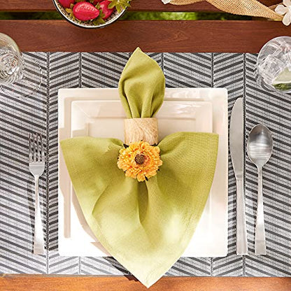 DII Farmhouse Stripe Woven Tabletop Collection Placemat Set, 13x17.25, Mineral Gray, 6 Piece - color: Mineral Gray