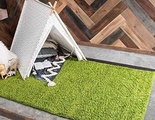 Unique Loom Solid Shag Collection Area Rug (2' x 3' 1" Rectangle, Grass Green) - color: Grass Green, size: 2' x 3'1" (Rectangular)