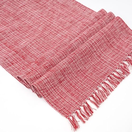 100% Cotton Table Runner - 72x13 Inch, Chambery Textured Table Runner, Durable & Elegant for Dining Table, Wedding, Restaurant, Oeko-TEX Certified - Winery/Red - color: Winery Red