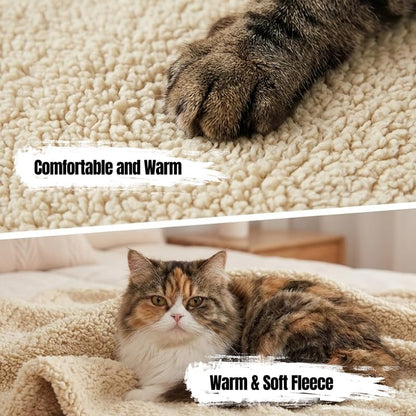 Waterproof Dog Blanket Reversible Pet Bed Cover Puppy Fluffy Cream Blankets Leakproof Sofa Couch Cover Cat Pet Blanket for Warm Washable-L - color: Cream, size: L-145*165cm(57*65in)