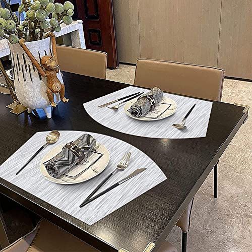 SHACOS Large Size Wedge Placemats with Centerpiece Round Mat Set of 5 Round Table Place Mats Washable Dining Table Placemats Reversible, Gray White - color: Gray White