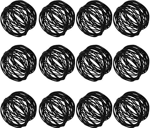 ITOS365 Handmade Round Mesh Black Napkin Rings Holder for Dinning Table Parties Everyday, Set of 12 - color: Black
