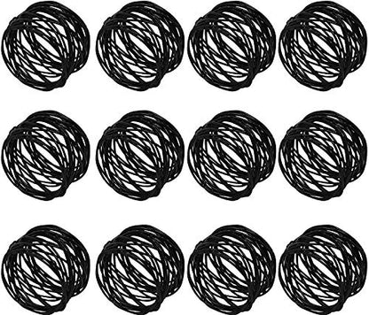 ITOS365 Handmade Round Mesh Black Napkin Rings Holder for Dinning Table Parties Everyday, Set of 12 - color: Black
