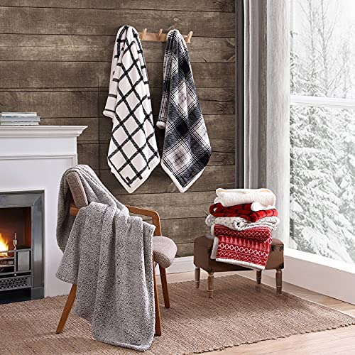 Eddie Bauer - Throw Blanket, Brushed Fleece & Plush Sherpa Bedding, Blanket for Couch & Bed (Bunkhouse Plaid Beige, 50" x 60") - color: Bunkhouse Plaid Beige, size: 50" x 60"
