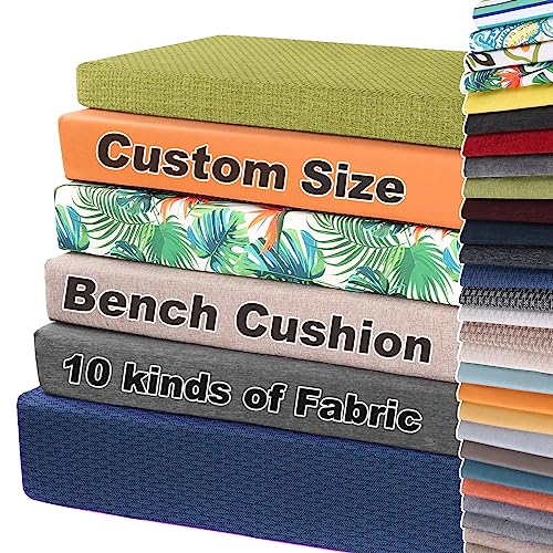 Millsilo Custom Size Bench Cushion for Indoor Outdoor Furniture, Non-Slip Window Seat Cushions, Piano Dining Cushion for Bench, Long Storage Bench Cushion, Washable Cover, 70D High Density Sponge