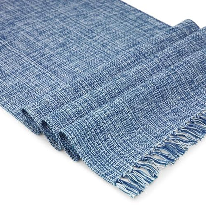 100% Cotton Table Runner - 72x13 Inch, Chambery Textured Table Runner, Durable & Elegant for Dining Table, Wedding, Restaurant, Oeko-TEX Certified - Blue - color: Blue