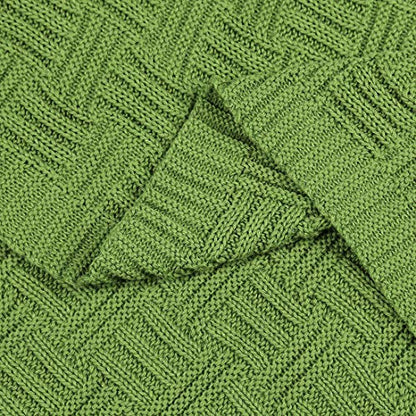 uxcell 100% Cotton Knit Throw Blanket, Cable Decors Yellow-Green 47x70 - color: Yellow-green