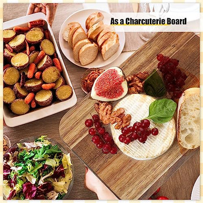 Didaey 6 Pcs Cutting Board Bulk Kitchen Thicken Chopping Platter with Handles Wooden Charcuterie Serving Trays Blank Wood Boards for Engraving Wedding Housewarming(Acacia Wood,15 x 7 Inch) - size: 15 x 7 Inch