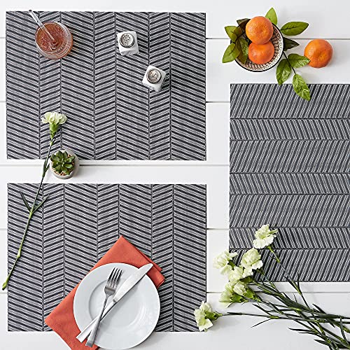DII Farmhouse Stripe Woven Tabletop Collection Placemat Set, 13x17.25, Mineral Gray, 6 Piece - color: Mineral Gray