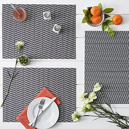DII Farmhouse Stripe Woven Tabletop Collection Placemat Set, 13x17.25, Mineral Gray, 6 Piece - color: Mineral Gray