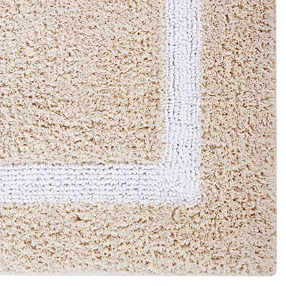 Better Trends Toilet Rugs U Shaped 100% Contour Bathroom Rugs Sand & White 20" x 20" Extra Soft & Thick, Water Absorbent, Reversible, Machine Washable, Tufted Bath Mats Hotel Collection - color: Sand & White, size: 1'8" x 1'8" (1'8" x 1'8" (U-Shape))