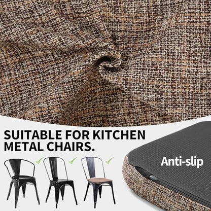 SINOSSO Memory Foam 14" Metal Chair Cushions 4 Pcs, Modern Interwoven Style Magnetic Chair Pads for Dining Kitchen Cafe Bistro Stackable Chair (U-Shape, Light Brown, 4) - color: Light Brown