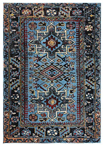 SAFAVIEH Vintage Hamadan Collection Accent Rug - 2'3" x 4', Light Blue & Black, Traditional Persian Design, Non-Shedding & Easy to Clean, Ideal for Front Door, Kitchen, Entryway, Foyer (VTH211M) - color: Light Blue/Black, size: 2'3" x 4' (Rectangular)