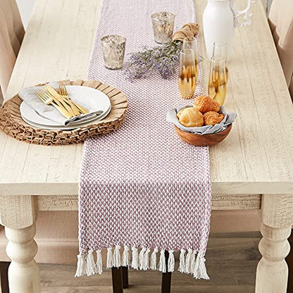 DII Woven Basics Collection 100% Cotton Knit Table Runner, 15x72, Pale Mauve - color: Pale Mauve, size: 15x72"