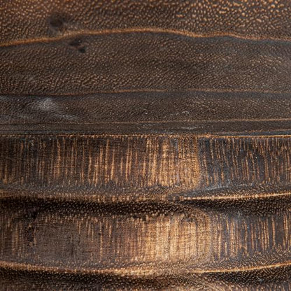 Creative Co-Op Round Paulownia Wood Pedestal Bowl, Marbled Brown Finish - color: Charred Brown