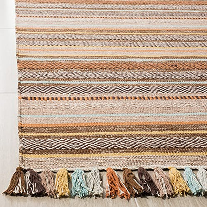 SAFAVIEH Montauk Collection Accent Rug - 2'6" x 4', Brown & Multi, Handmade Boho Stripe Fringe Cotton, Ideal for High Traffic Areas in Entryway, Living Room, Bedroom (MTK901H) - color: Brown/Multi, size: 2'6" x 4' (Rectangular)