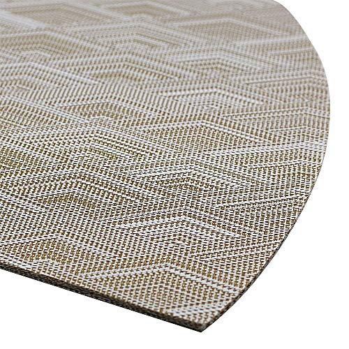 Woven Vinyl Placemats for Dining Table Durable Heat Resistant Washable Wedge Placemats for Round Table,Placemats Set of 6,Gold - color: Wedge:gold