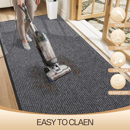 Amyracel Front Door Mat Indoor Outdoor Entrance, 24" x 72" All-Season Waterproof Doormat for Enterway, Heavy Duty Commercial Floor Mat, Fade Resistant, Rubber Back, Low Profile, Easy Clean | Commercial Floor Mat, Non Slip Natural Rubber Doormat, Fade Resi