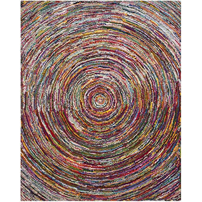 SAFAVIEH Area Rug 8x10 - Nantucket Collection - Large - Multi, Handmade Cotton, Ideal for Living Room, Bedroom, Office, Dining Space (NAN315A) - size: 8' x 10' (Rectangular)