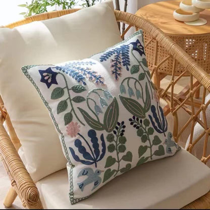 YIcabinet Pillow Covers Set of 2, Embroidered Branch Pattern Throw Pillow Cover,Square Cotton Cushion,Pillow Case for Sofa Bedroom Couch,18"x18" - color: Branch Pattern