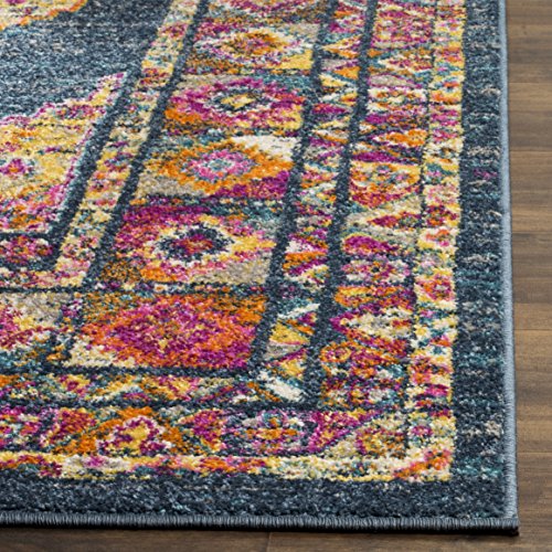 SAFAVIEH Madison Collection Runner Rug - 2'3" x 8', Blue & Fuchsia, Boho Chic Medallion Design, Non-Shedding & Easy Care, Ideal for High Traffic Areas in Living Room, Bedroom (MAD133C) - color: Blue/Fuchsia, size: 2'3" x 8' (Runner)