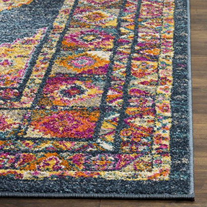 SAFAVIEH Madison Collection Runner Rug - 2'3" x 14', Blue & Fuchsia, Boho Chic Medallion Design, Non-Shedding & Easy Care, Ideal for High Traffic Areas in Living Room, Bedroom (MAD133C) - color: Blue/Fuchsia, size: 2'3" x 14' (Runner)