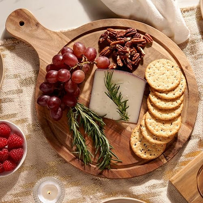 Twine Country Home Acacia Wood Cheese Board Paddle, Acacia Wood Charcuterie Board, 15.8" by 11.9", Gourmet Gift Set - style: Round Cheese Board