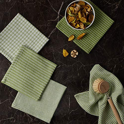 DII Everyday Kitchen Assorted Dishcloth Set of 5, 12x12, Antique Green - color: Antique Green