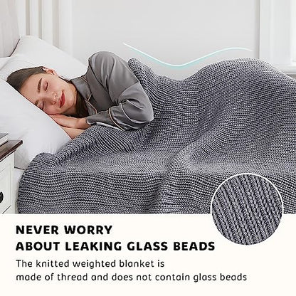 L'AGRATY Knitted Weighted Blanket - 48"x72" 15lbs Cooling Chunky Knit Heavy Blanket for Adults Braided Crochet Throw Thick Cable Yarn Knit Decorative No Beads Evenly Weighted Machine Washable | No Beads Evenly Weighted Machine Washable Chunky Braided Croc