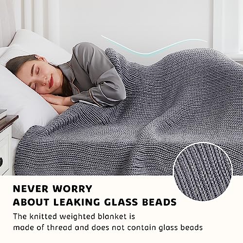 L'AGRATY Knitted Weighted Blanket - 50"x60" 7lbs Cooling Chunky Knit Heavy Blanket for Adults Braided Crochet Throw Thick Cable Yarn Knit Decorative No Beads Evenly Weighted Machine Washable | No Beads Evenly Weighted Machine Washable Chunky Braided Croch