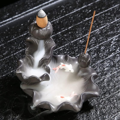 Ceramics Lotus Flower Incense Burner, Aromatherapy, Home Decor
