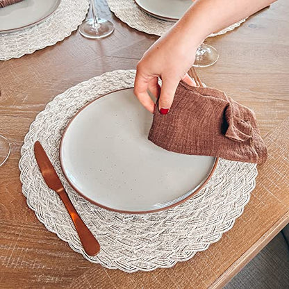Mora Ceramic Dinner Plates Set of 6, 10 inch Dish Set - Microwave, Oven, and Dishwasher Safe, Scratch Resistant, Modern Rustic Dinnerware- Kitchen Porcelain Serving Dishes - Earl Grey - color: Earl Grey