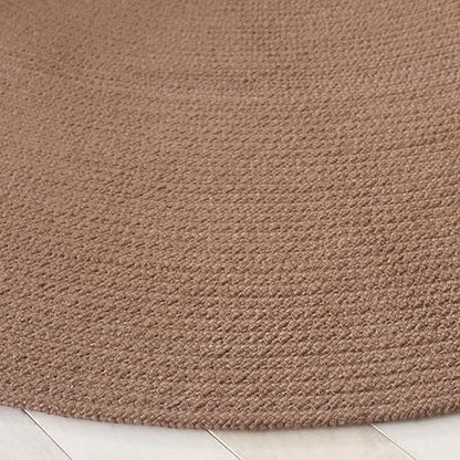 SAFAVIEH Braided Collection Area Rug - 4' Round, Brown, Handmade Country Farmhouse, Ideal for High Traffic Areas in Living Room, Bedroom (BRD402T) - color: Brown, size: 4' (Round)