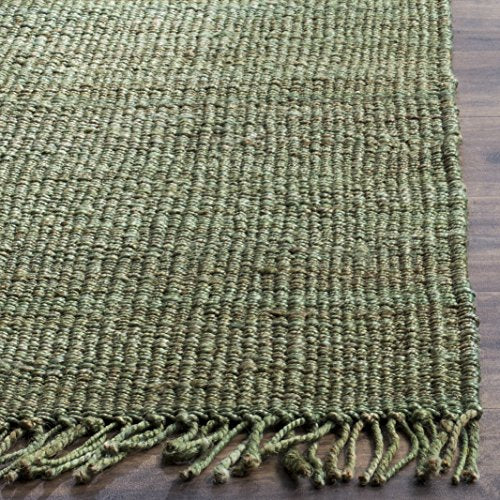 SAFAVIEH Natural Fiber Collection Accent Rug - 2'6" x 4', Green, Handmade Boho Fringe Woven Jute, Ideal for High Traffic Areas in Entryway, Living Room, Bedroom (NF368G) - color: Green, size: 2'6" x 4' (Rectangular)