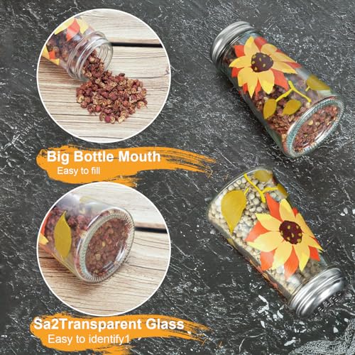 Baked Flower Painted Cone Salt and Pepper Shaker Set, Sunflower, Yellow, 2 Pieces