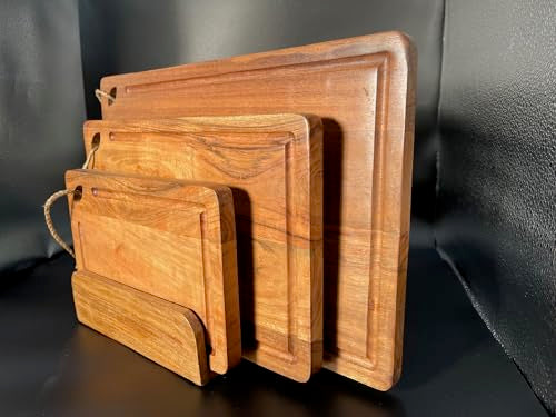 Acacia Wood Cutting Board Set of 3, Wooden Chopping Boards, 15x10" | Large Wooden Chopping Boards for Meat, Vegetables, Cheese & Charcuterie, Heavy Duty - color: Natural, size: 15x10"